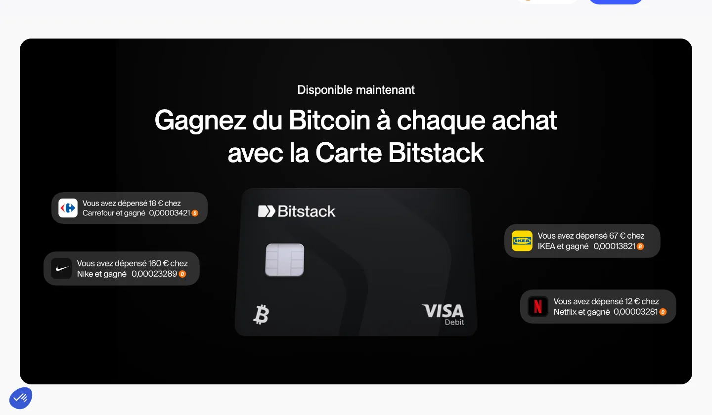Carte Visa Bitstack : gagnez du bitcoin à chaque achat, exemples de cashback chez Carrefour, Ikea et Netflix