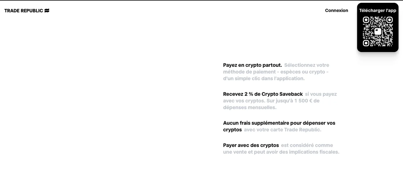 Présentation du Crypto Saveback de 2 % sur le site Trade Republic